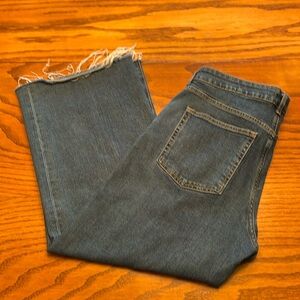Wide leg fringe jeans